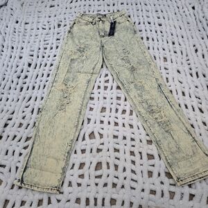 NWT Industrial Grunge Straight Leg Destroy Boyfriend Pants - Mineral Wash. Vtg